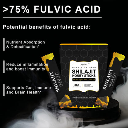 Energy Boost Immune Support Fulvic Acid Organic Honey Shilajit Sticks Himalayan Shilajit Honey Sticks 10 Sticks