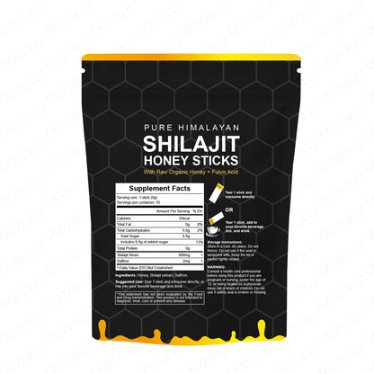 Energy Boost Immune Support Fulvic Acid Organic Honey Shilajit Sticks Himalayan Shilajit Honey Sticks 10 Sticks