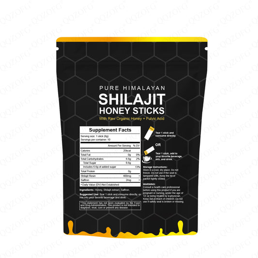 Energy Boost Immune Support Fulvic Acid Organic Honey Shilajit Sticks Himalayan Shilajit Honey Sticks 10 Sticks